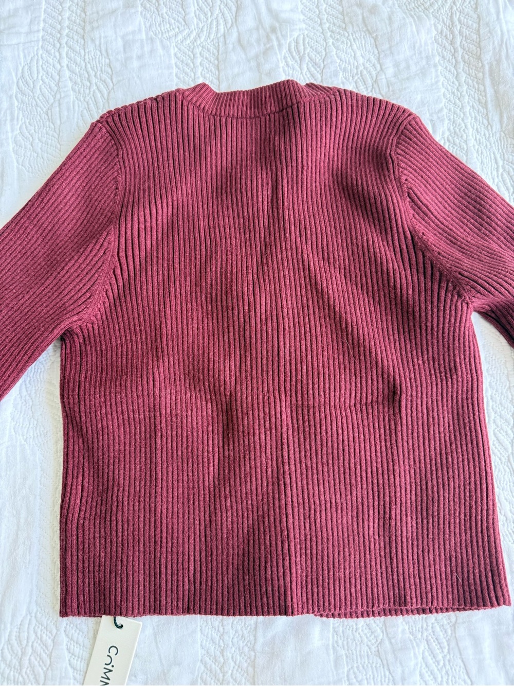 Commense Ribbed Button-Front Cardigan - Berry - Picture 2 of 3